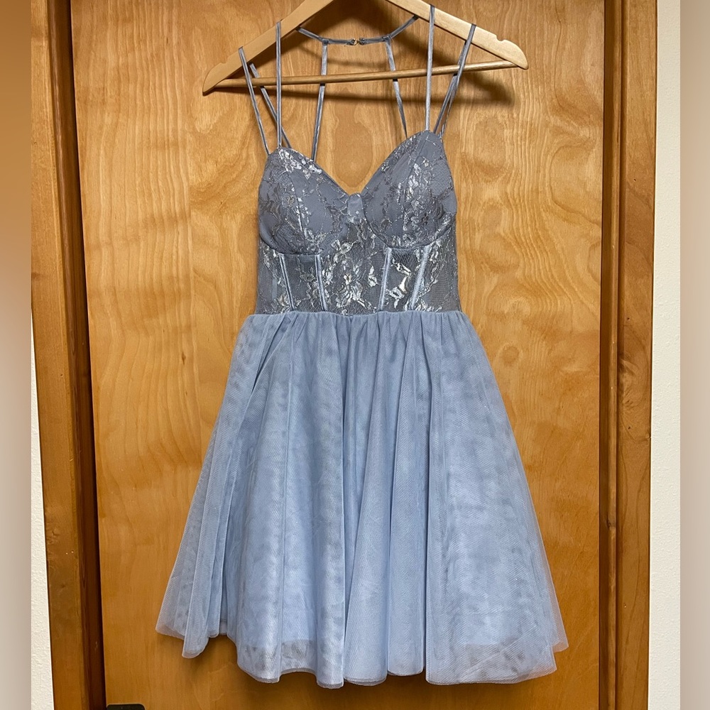 Light blue prom dress, short, size 3